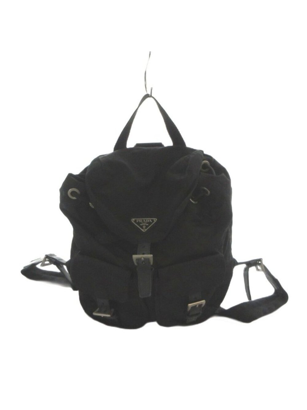 Prada Backpack Shoulder Day Logo Metal Plate Nylon Black